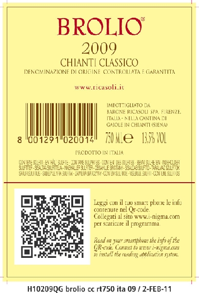 QR Code nelle etichette di Barone Ricasoli