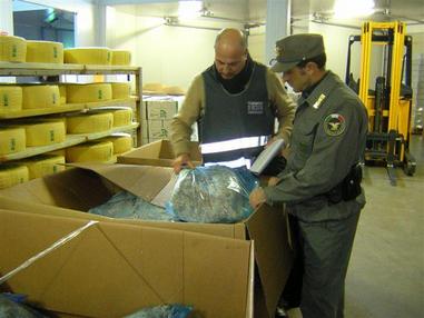 Maxi sequestro di mozzarella e di prosciutti tedeschi