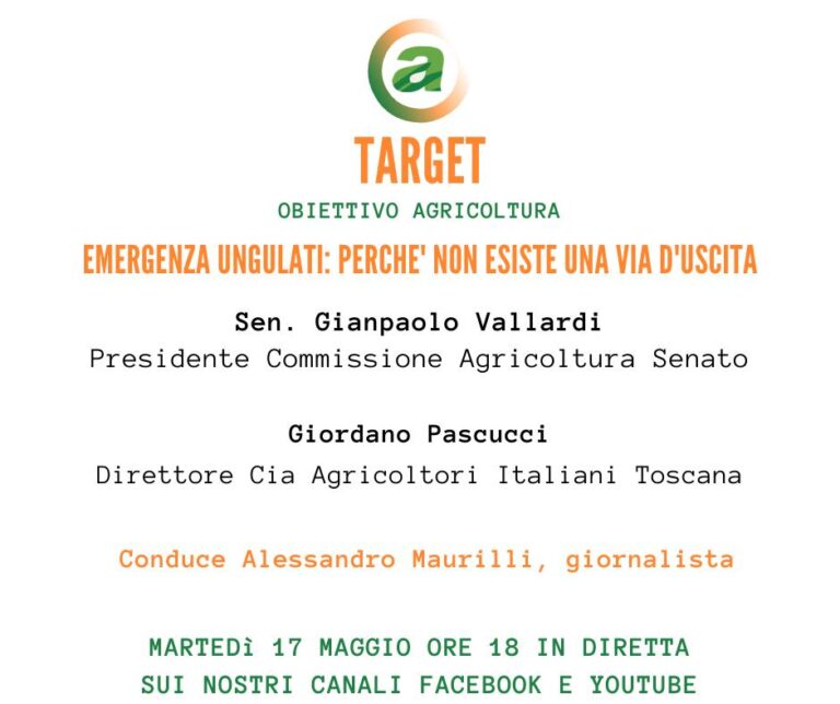 Target. Emergenza ungulati: perché non esiste una via d’uscita. Martedì 17 maggio ore 18